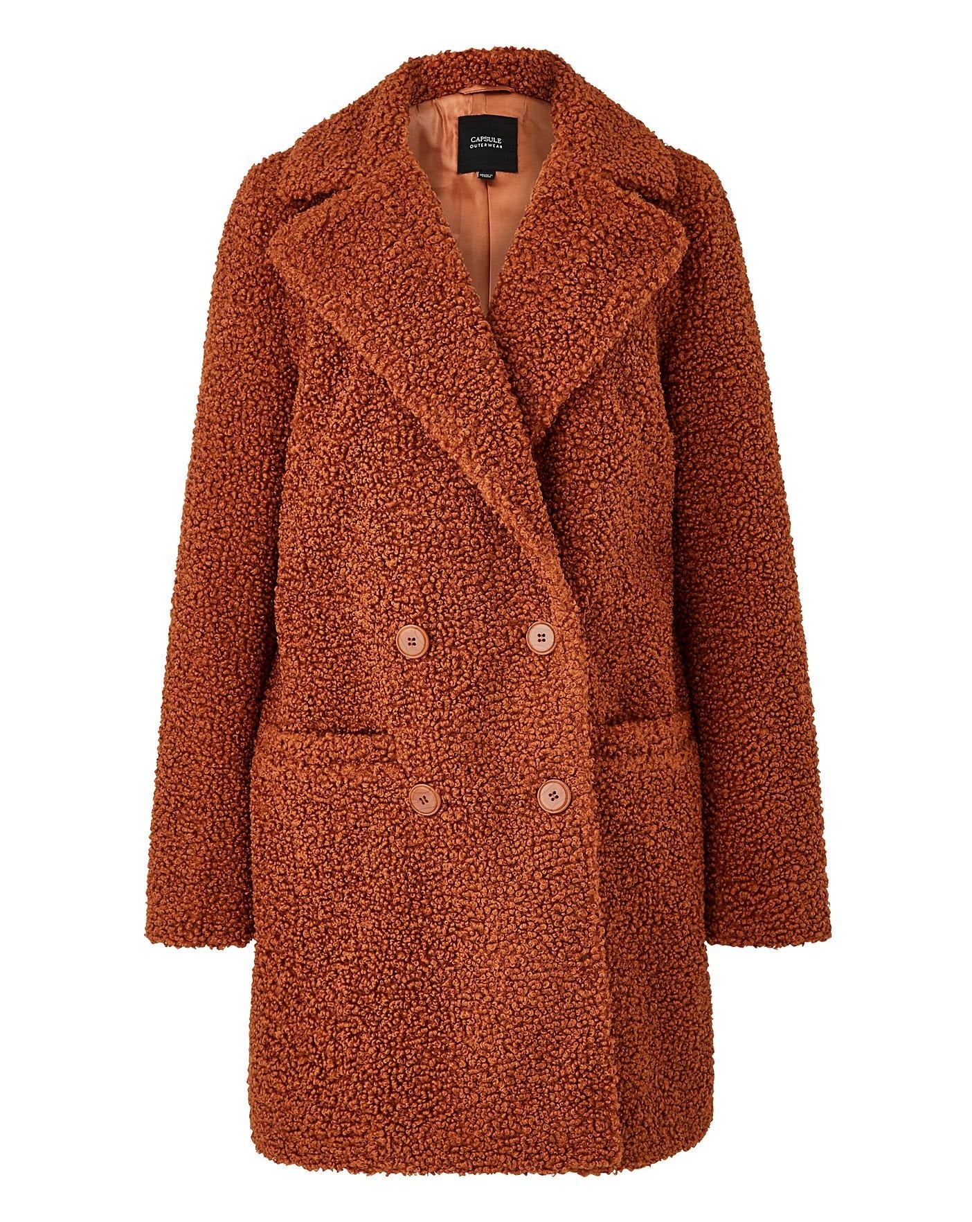 Simply Be + Rust Teddy Faux Fur Coat