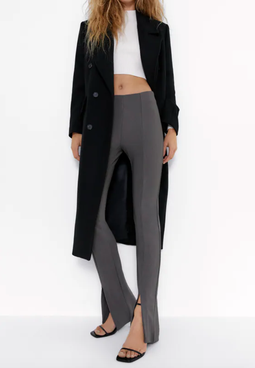 ZARA RIBBED LEGGINGS WITH SLITS  Zara leather pants, Ribbed leggings,  Leather jogging pants