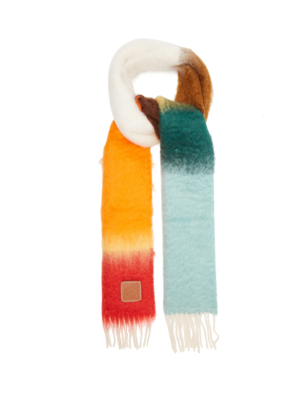 Loewe + Striped Brushed Mohair-Blend Scarf