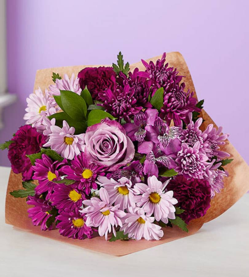 Pink & Purple Mixed Daisy Bouquet – Flower Arrangements – USA delivery -  Heart & Thorn USA