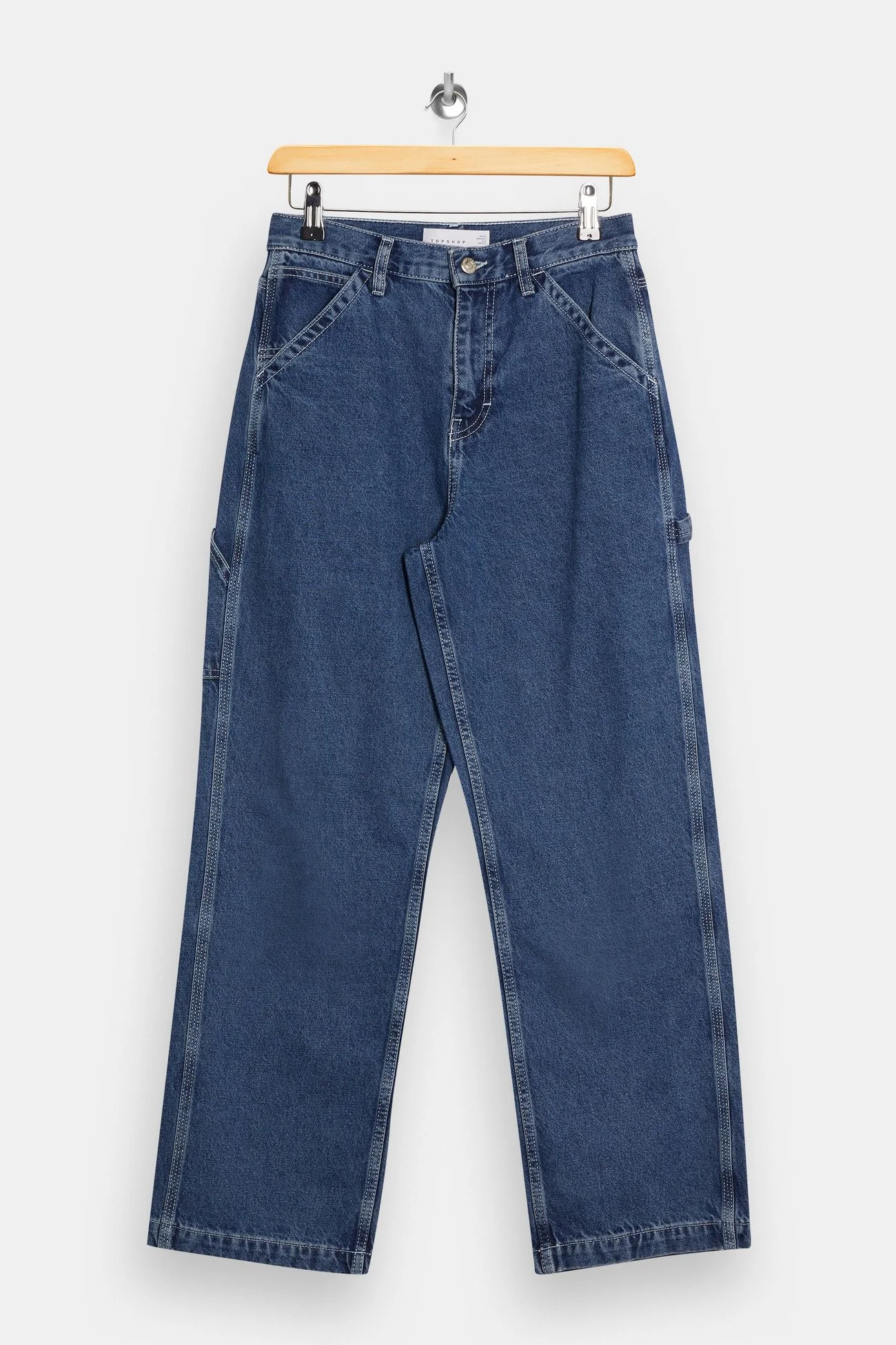Topshop Petite straight jean in mid blue