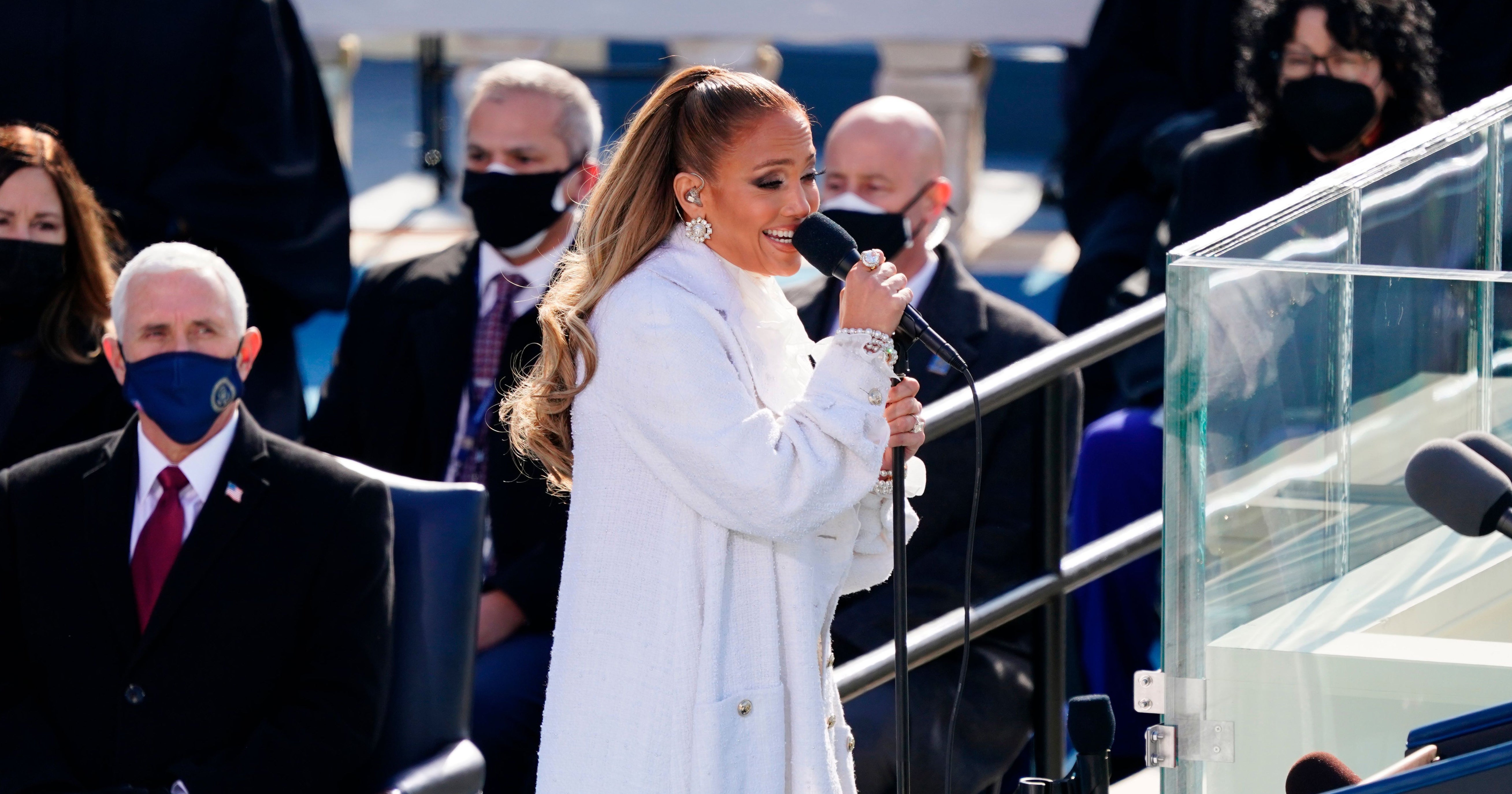 Jennifer Lopez White Chanel Inauguration Day Outfit