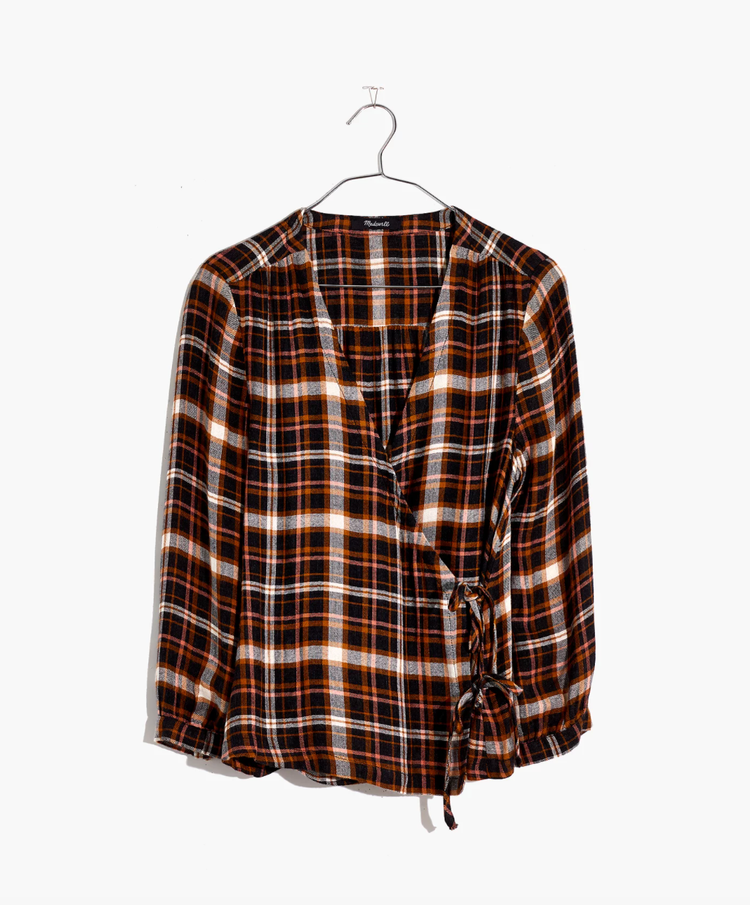 Madewell + Plaid Gauze Double-Tie Wrap Top