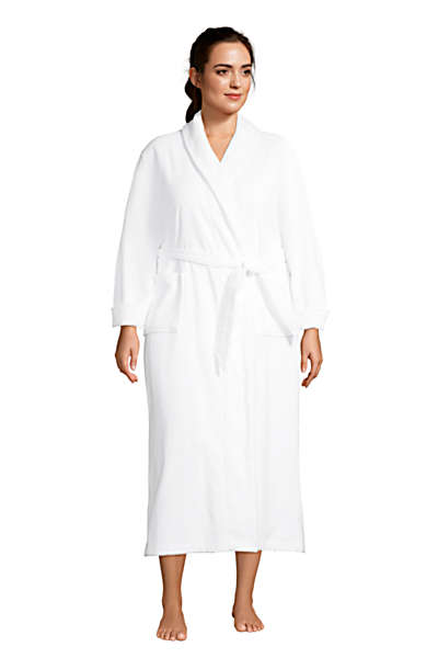 Lands’ End + Women’s Plus Size Cotton Terry Long Spa Bath Robe