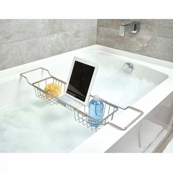 Bathtub Caddy Acrylic Bath Tub Rack Tray Bathroom Cloth Book/Pad