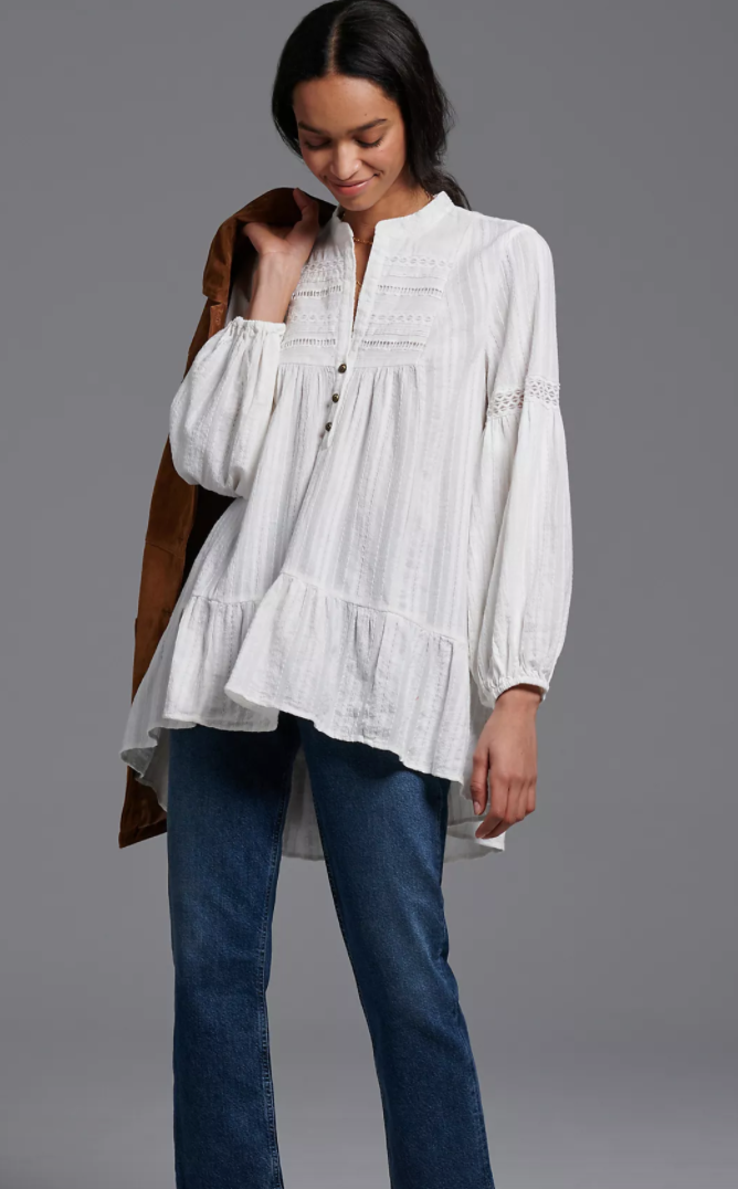 Anthropologie + Aimee Lace Tunic Blouse
