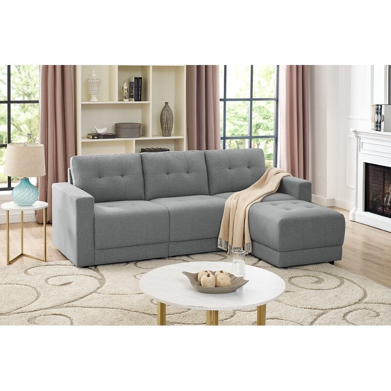 Reversible modular sofa & store chaise with ottoman