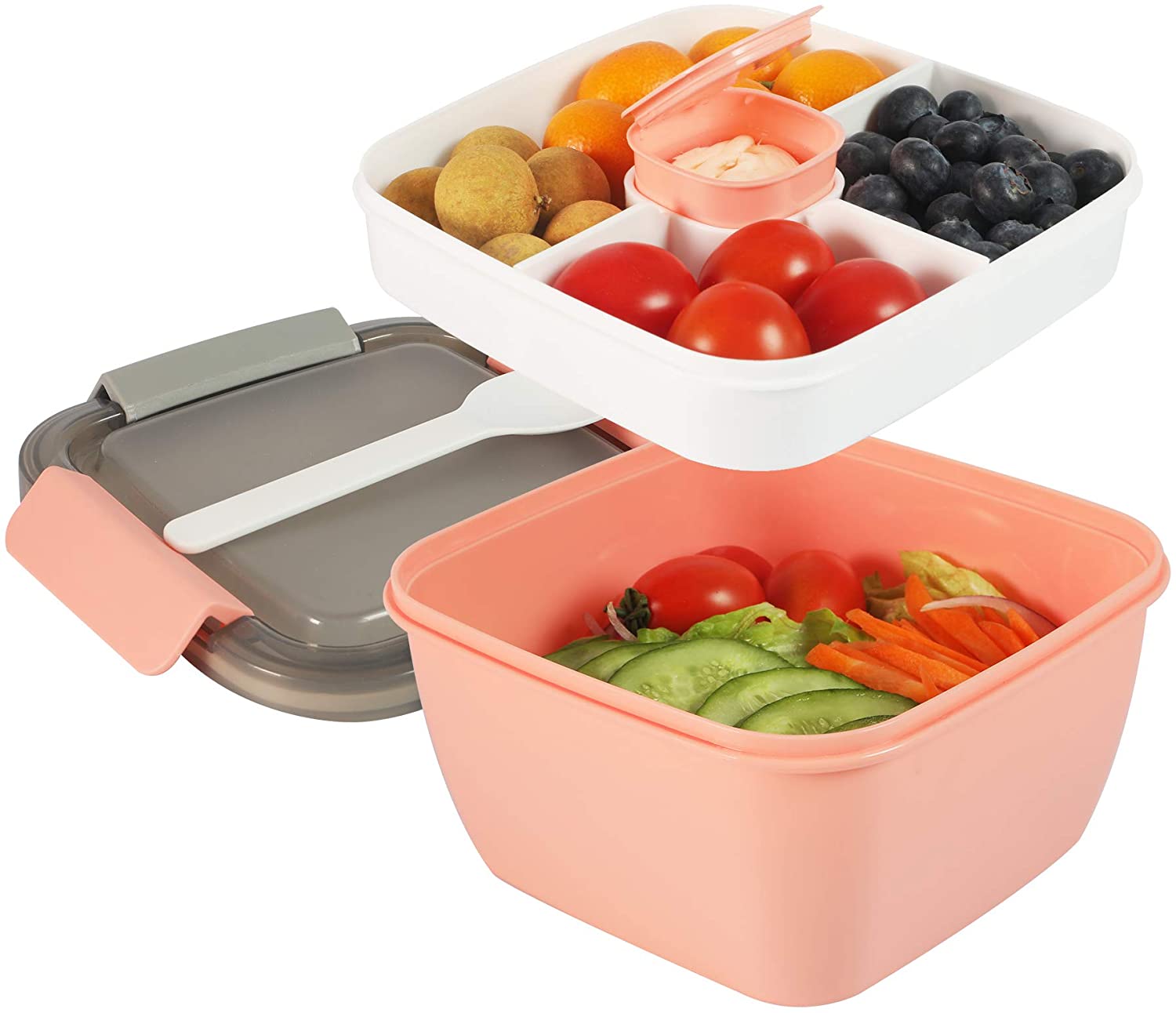 Portable Salad Lunch Container, Salad Bowls With 3 Compartments, Salad  Dressings Container For Salad Toppings, Snacks Box, For Teenagers And  Workers At School, Canteen, Back School, For Camping Picnic And Beach, Home