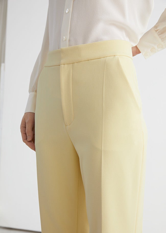 Eri Silk relaxed pants with pintuck at front crease line  URA MAKU