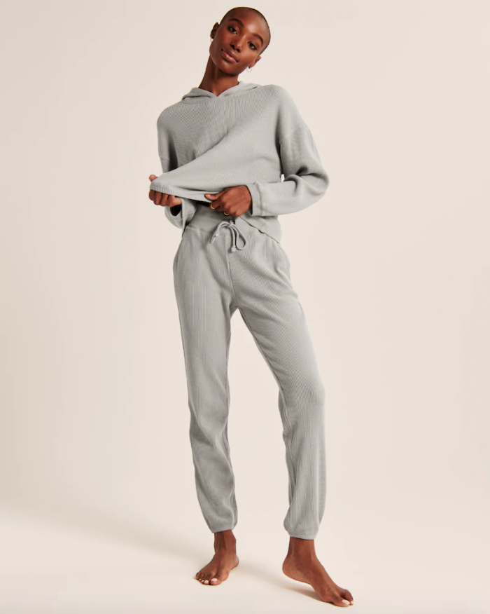 High-Waisted Thermal-Knit Jogger Lounge Pants for Women