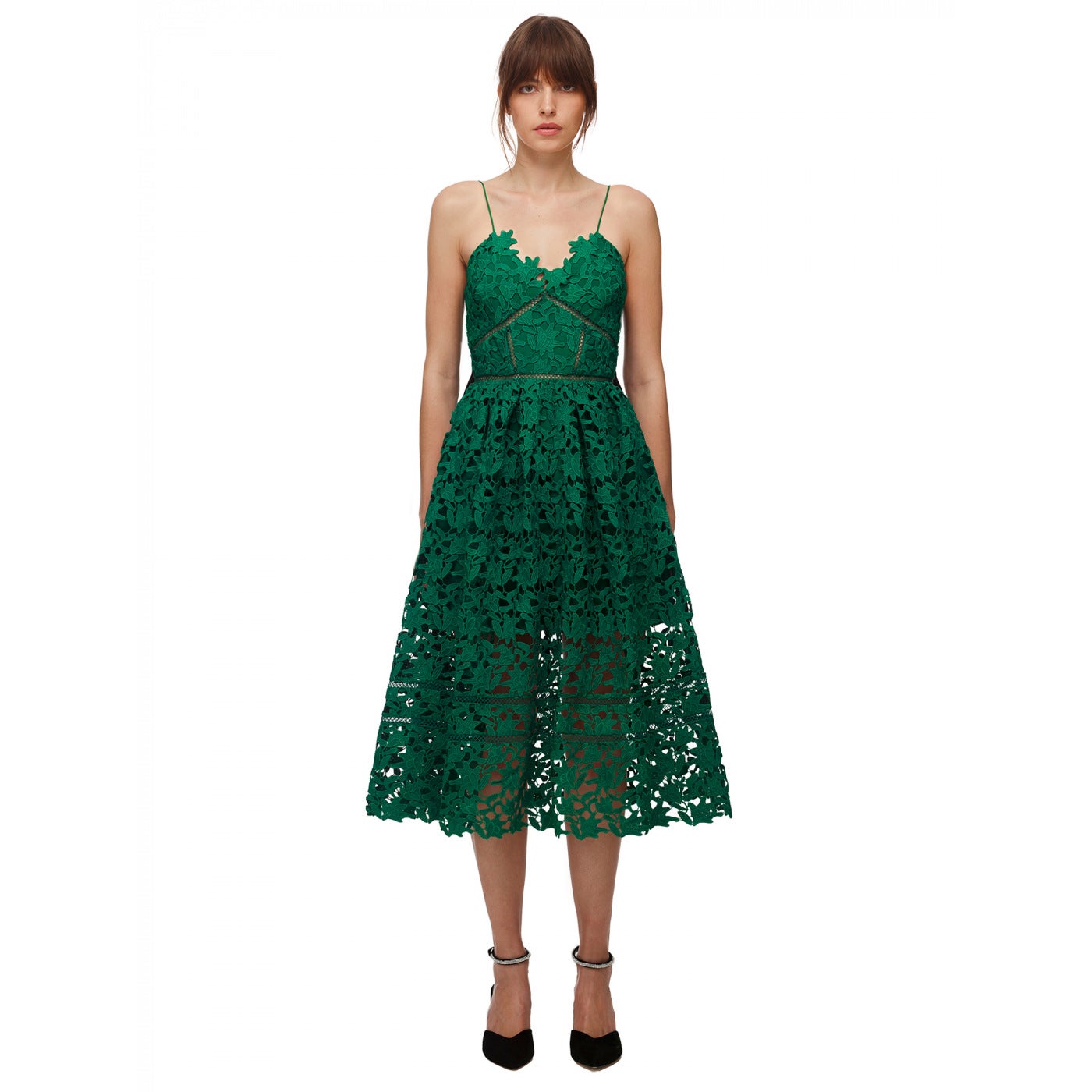 Self-Portrait + Green Azaelea Midi Dress