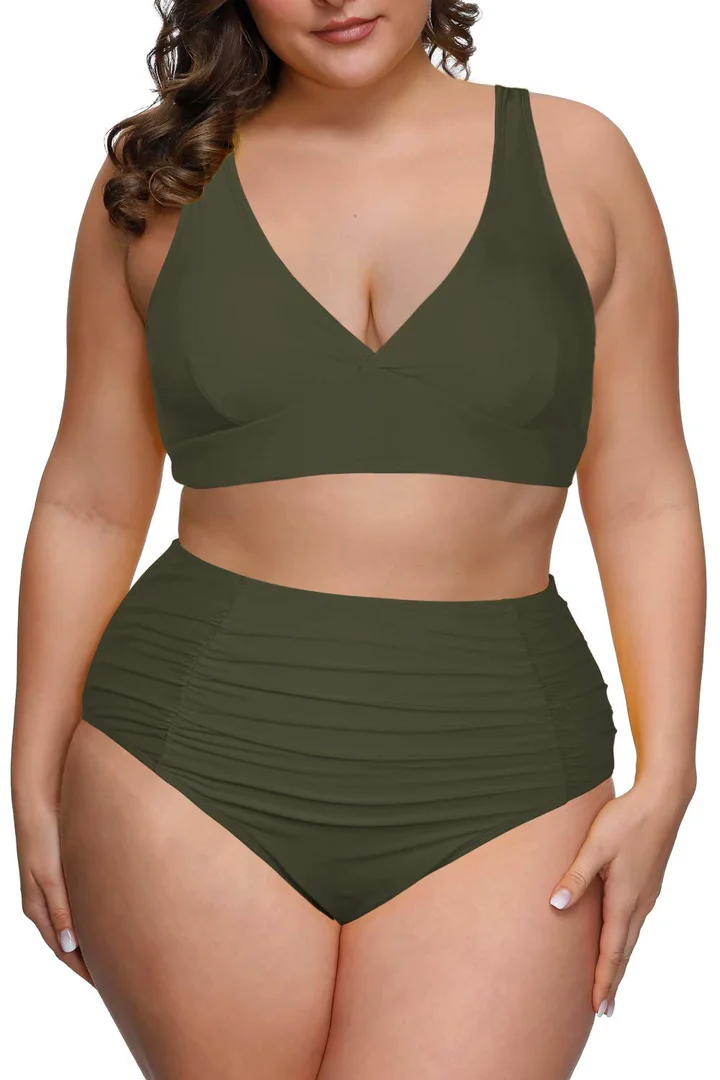AS ROSE RICH Women Swimsuits Tummy Control Plus Size 2pc Bathing Suit, 1X-3X  