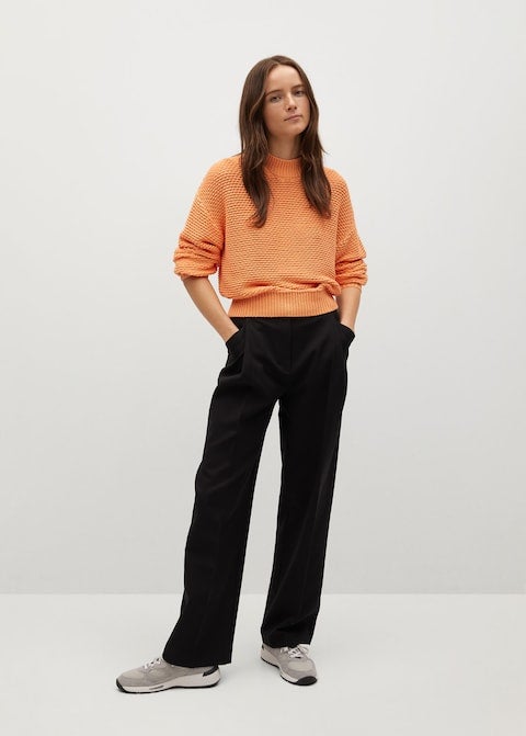 Mango contrasting knit outlet sweater