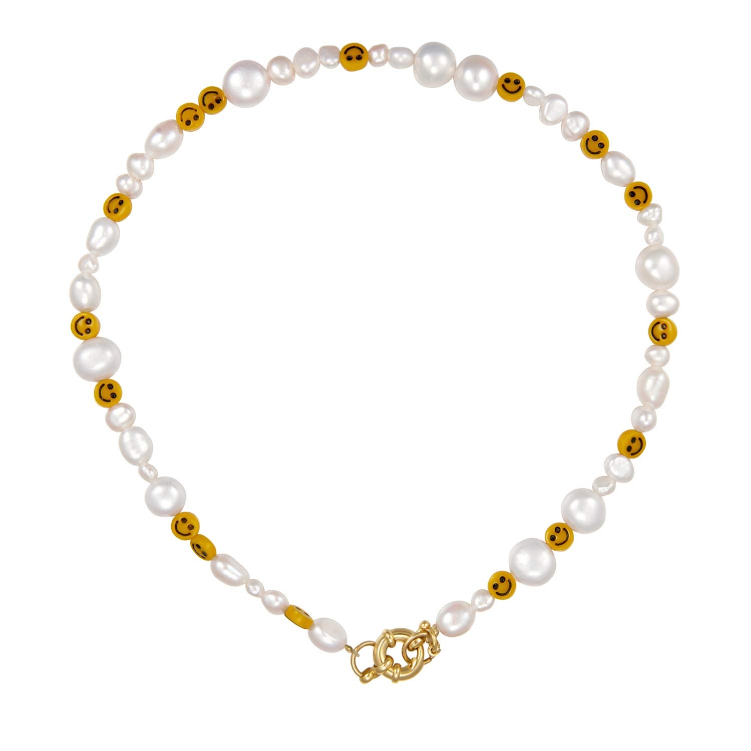 Ashton Gold Half Chain Necklace in White Pearl