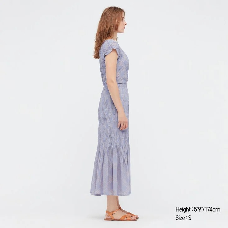 Ines de la Twist-Pleated Chiffon Long Skirt Fressange + Uniqlo for