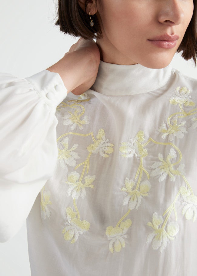 & Other Stories + Sheer Relaxed Embroidery Blouse