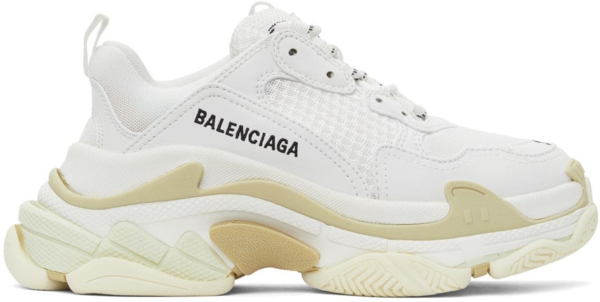 Balenciaga + White Triple S Sneakers