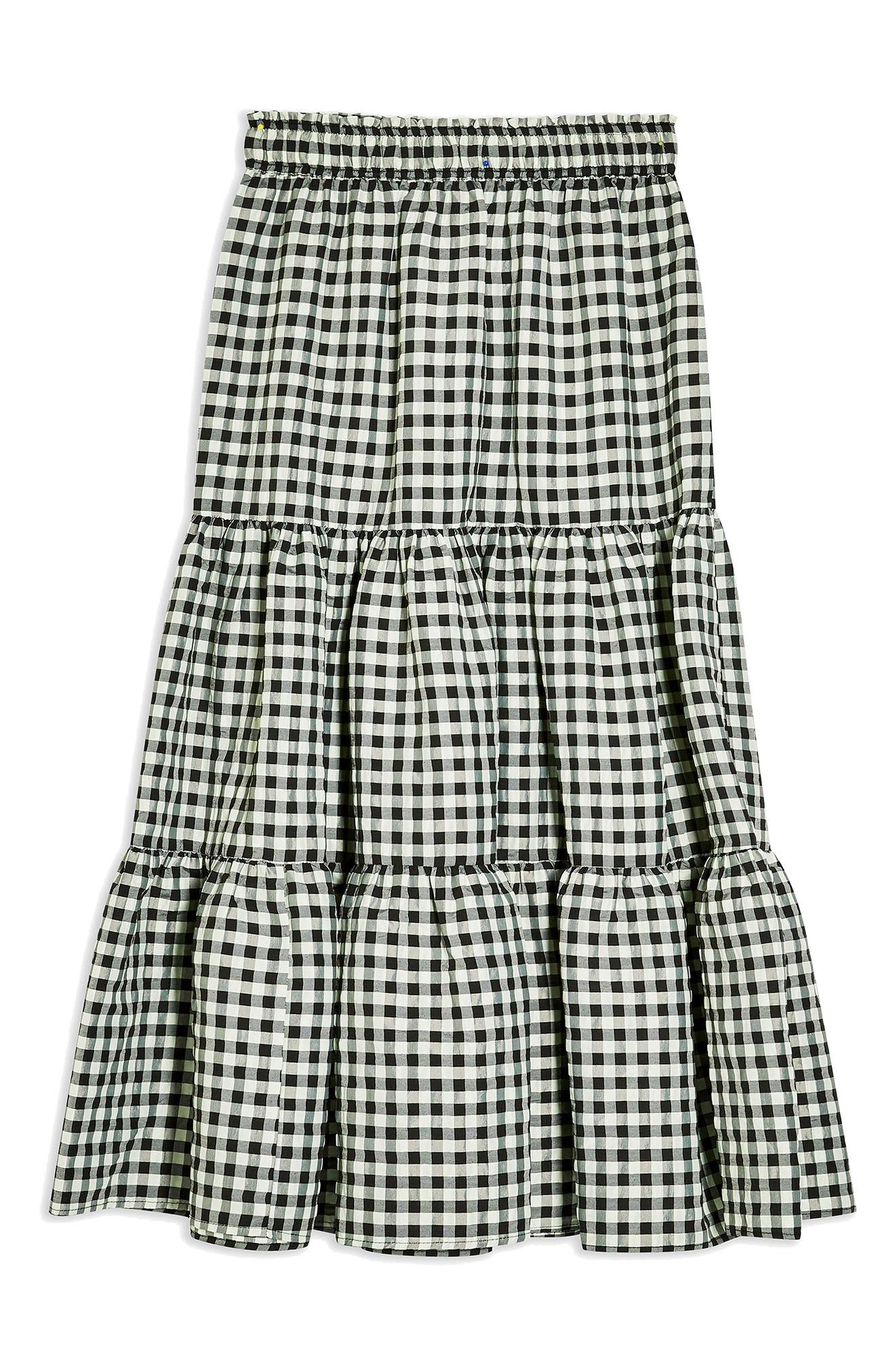 Topshop + Gingham Check Tiered Skirt