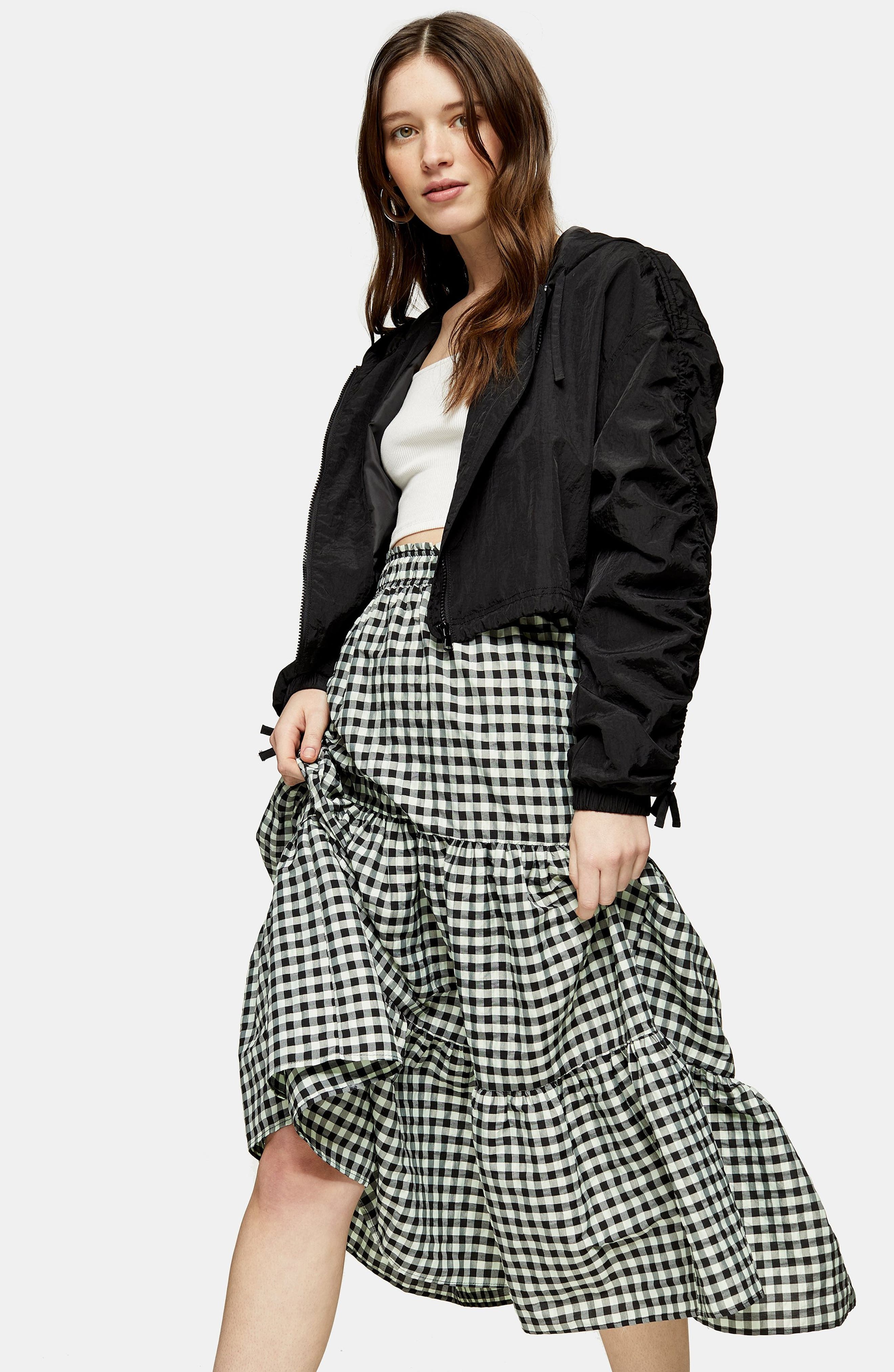 Topshop + Gingham Check Tiered Skirt