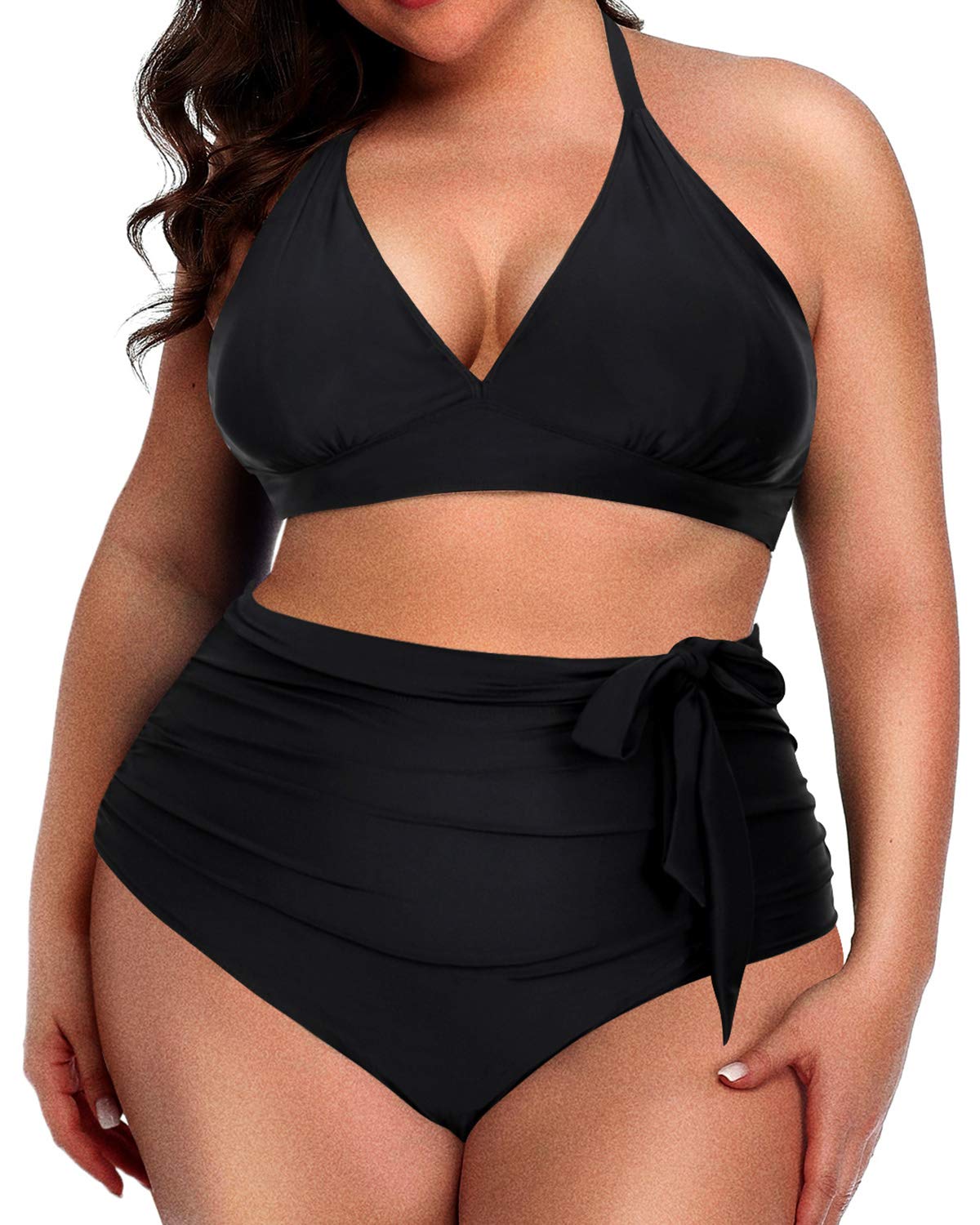 Bsubseach Tummy Control Swimsuits Ruffle Flounce Two-Piece with Women's  Briefs Tankini Bathing Suits Black S : : Clothing, Shoes &  Accessories