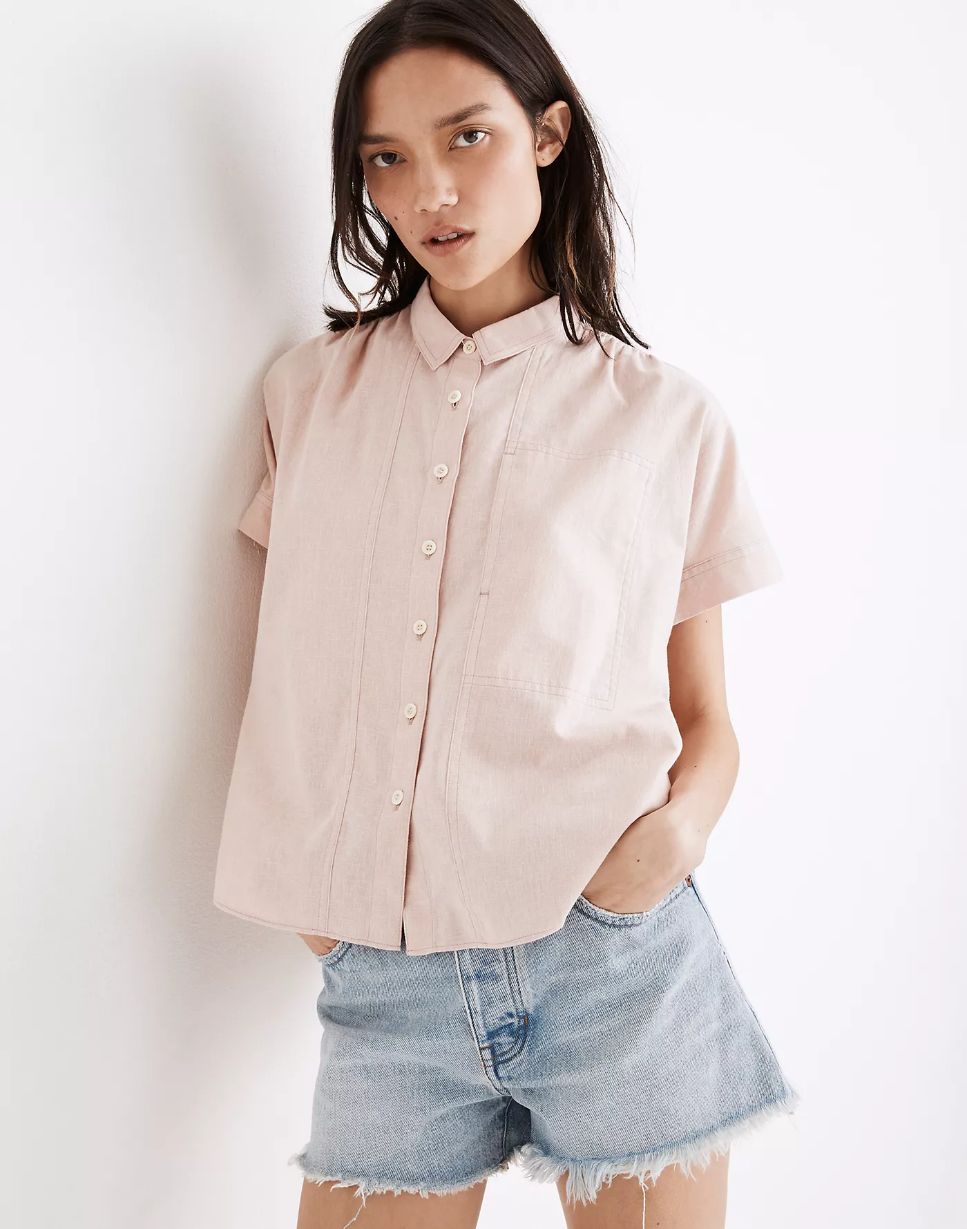 madewell linen blend hilltop shirt