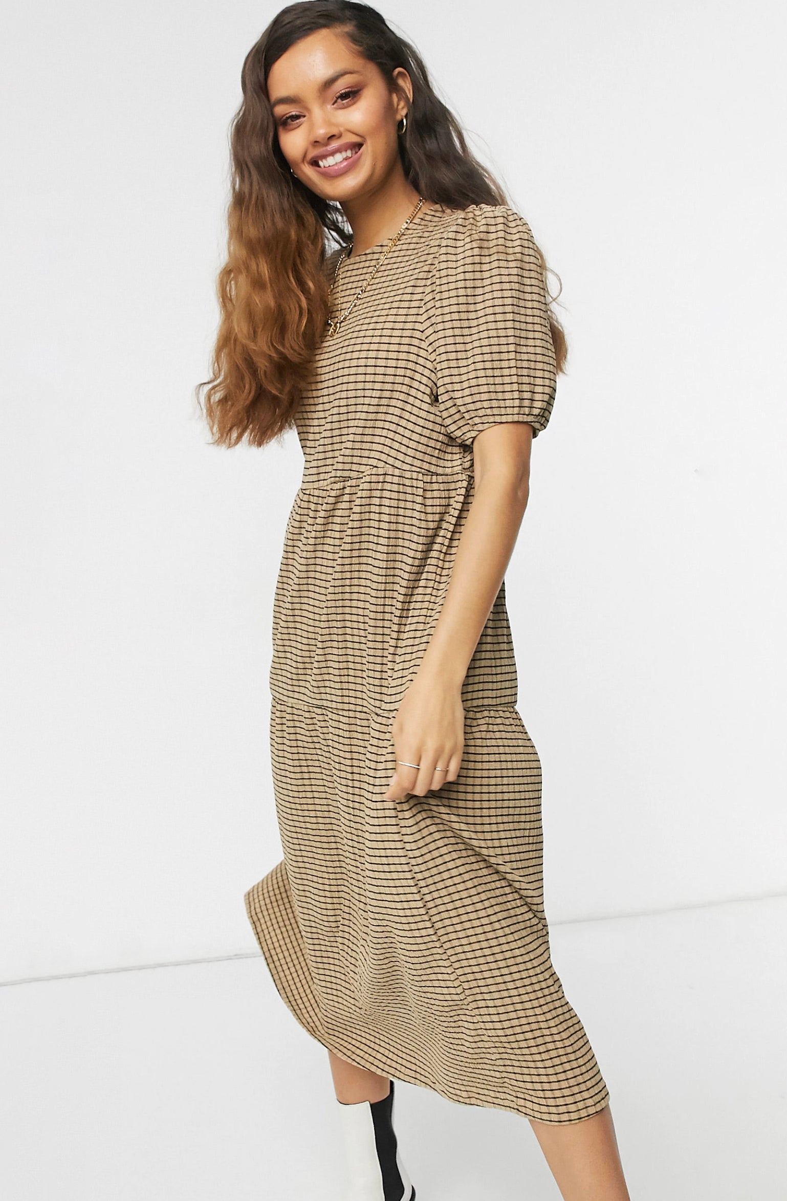 ASOS DESIGN + Petite Midi Tiered Smock Dress