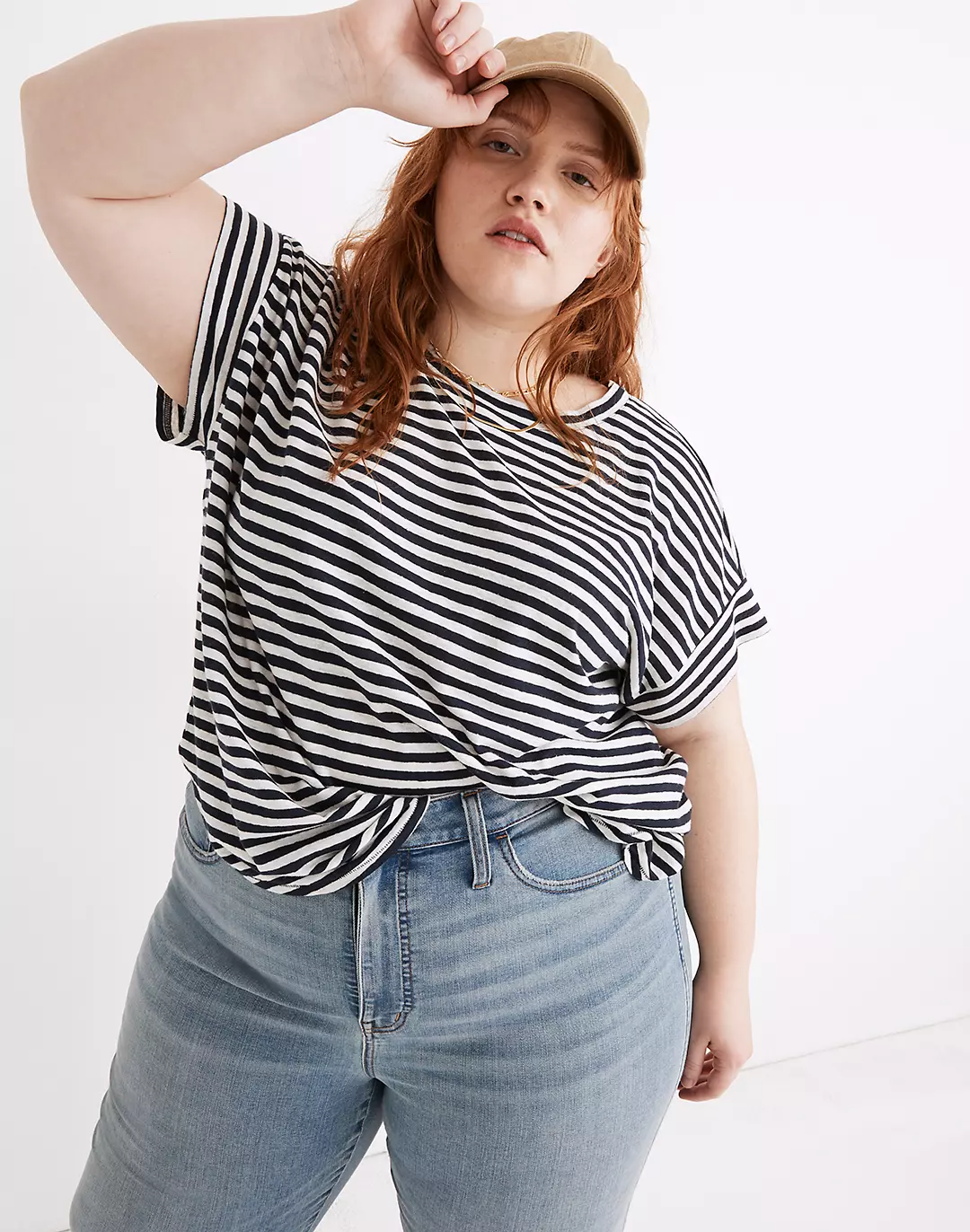 Madewell + Plus Linen-Blend Asbury Tee in Lorrie Stripe