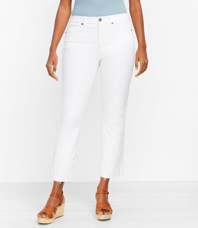 LOFT + Curvy Fresh Cut High Rise Kick Crop Jeans in White