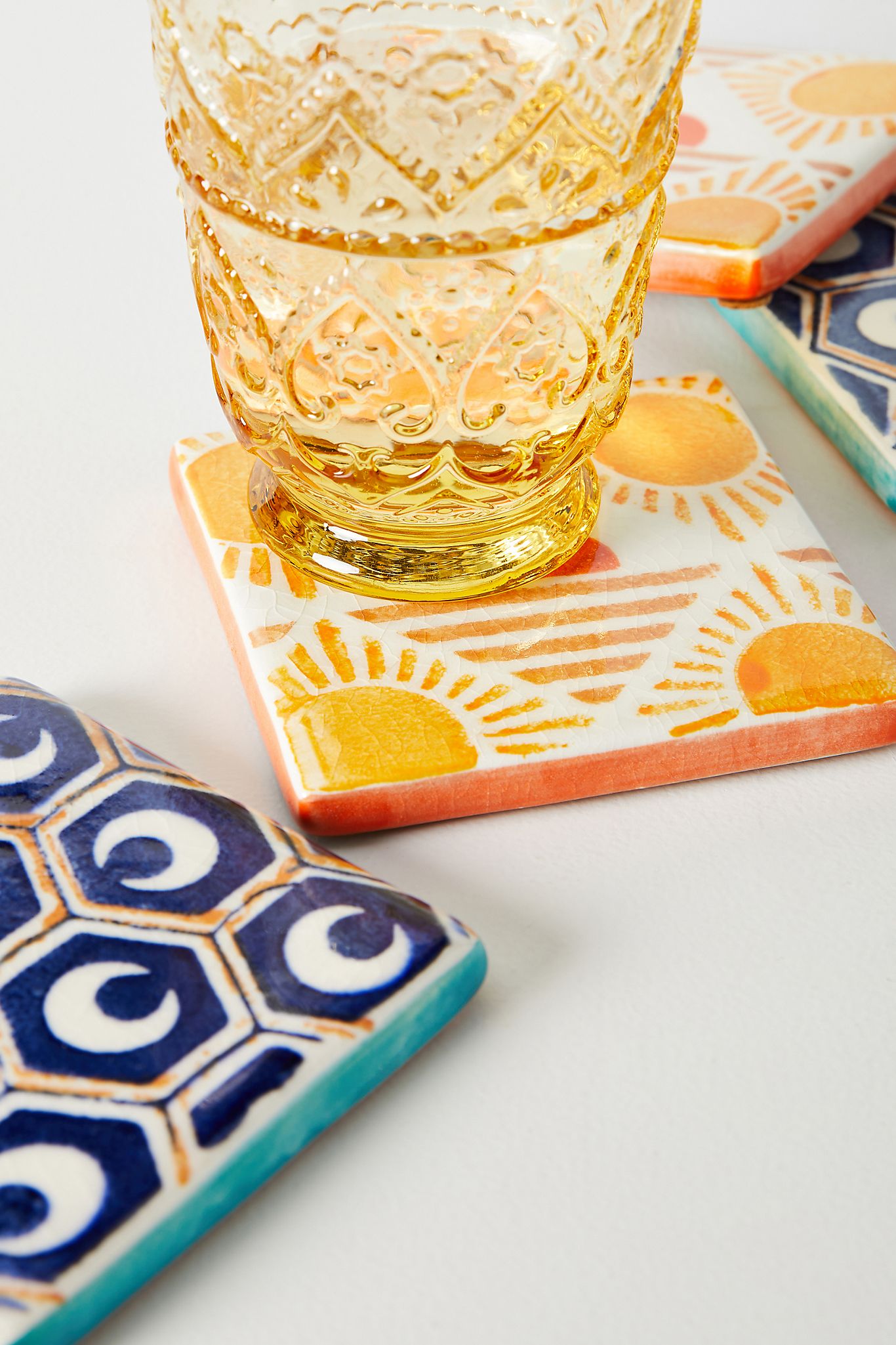 Anthropologie Azulejo Tile Coasters Set of 4