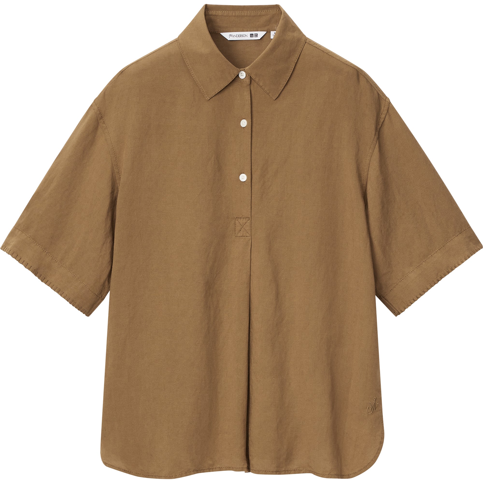 JW Anderson X Uniqlo + Linen Blend Pullover Short Sleeve Shirt