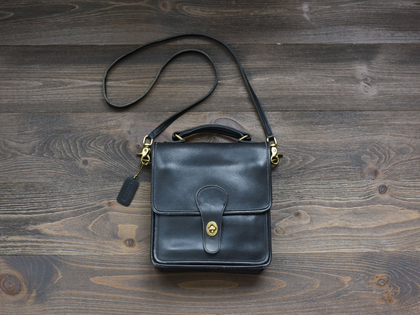 Shop Vintage Park Co. + Vintage Coach Black Leather Crossbody Bag