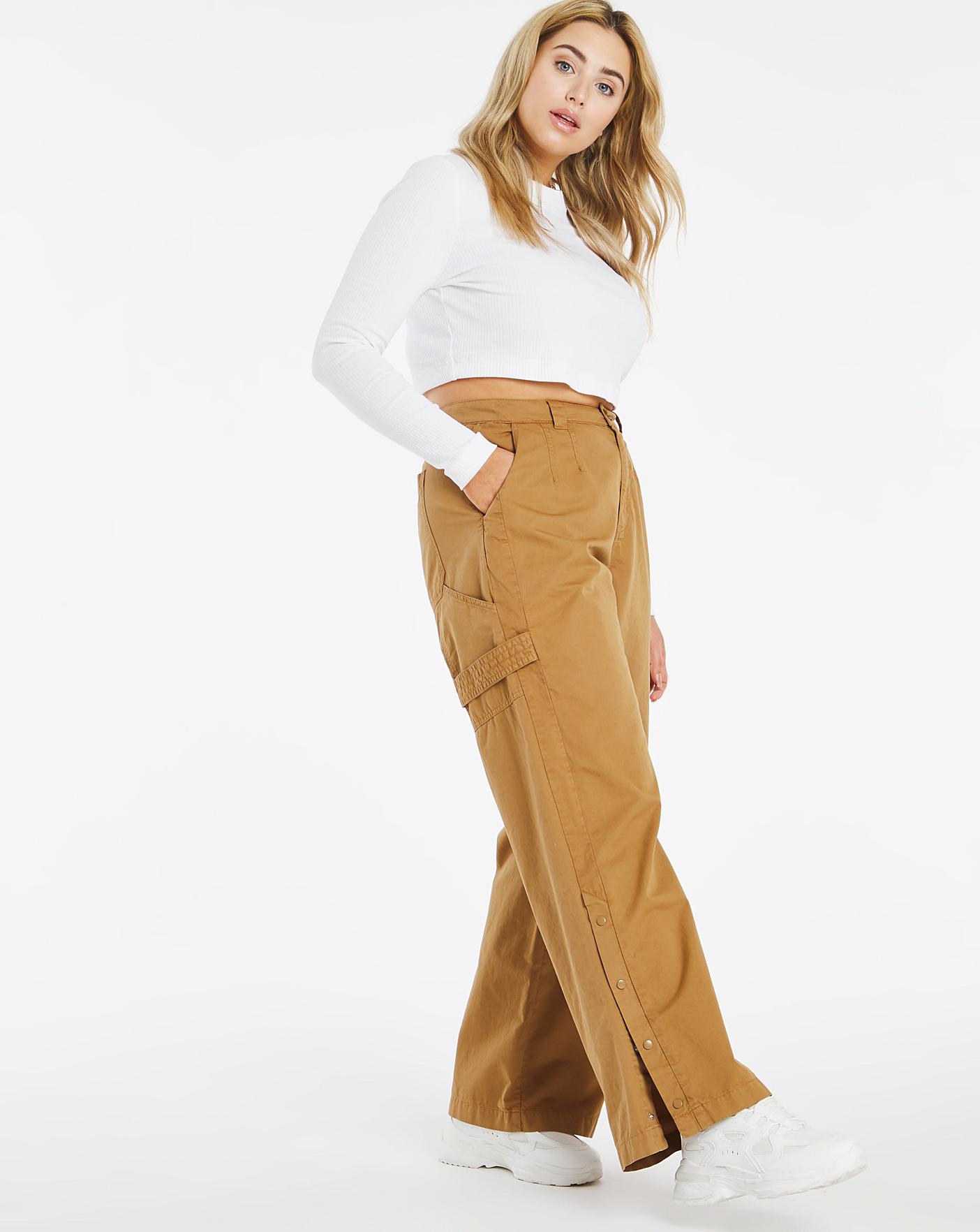 Simply Be + Camel Loose Fit Poplin Trousers