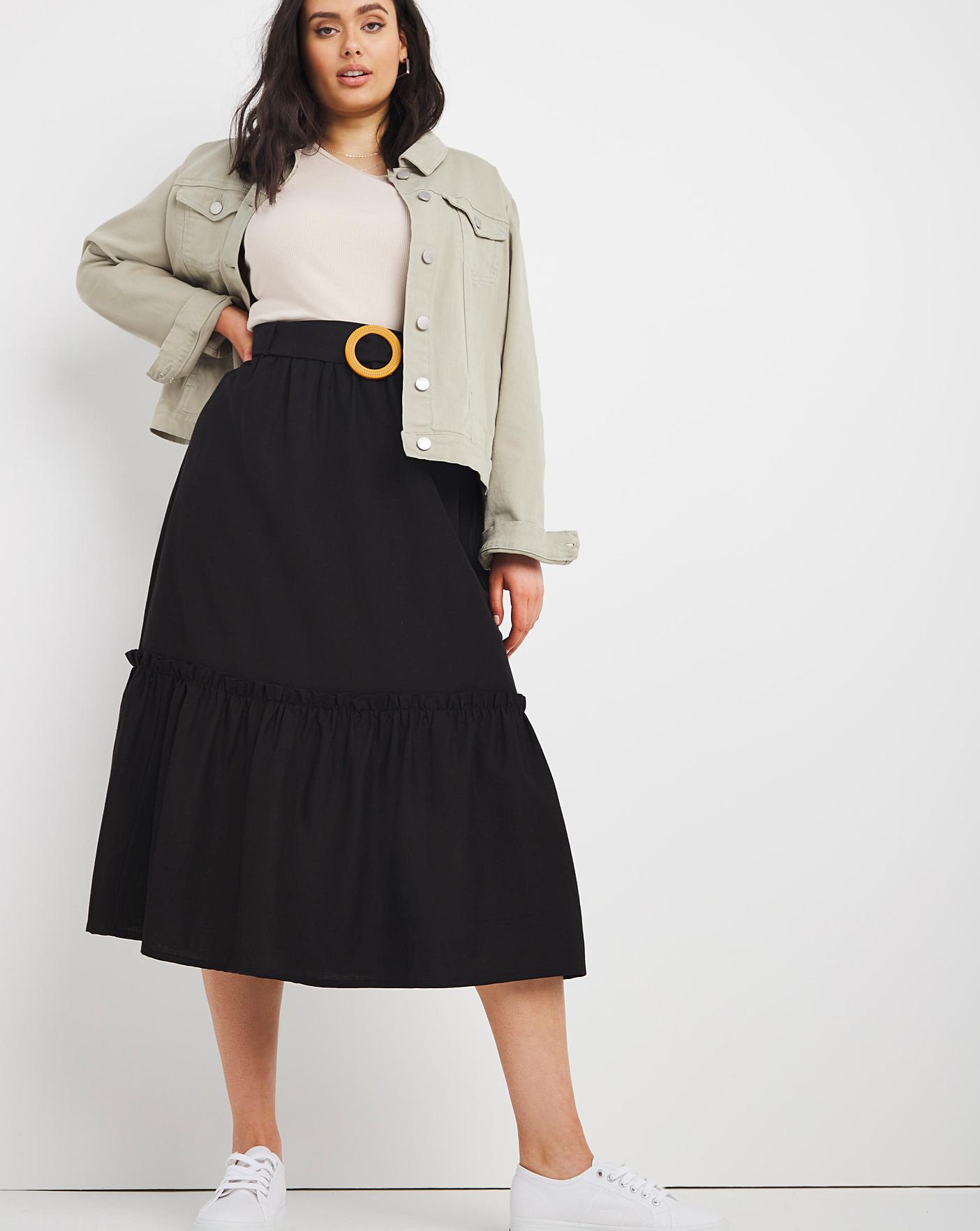 Simply Be + Buckle Tiered Midi Skirt