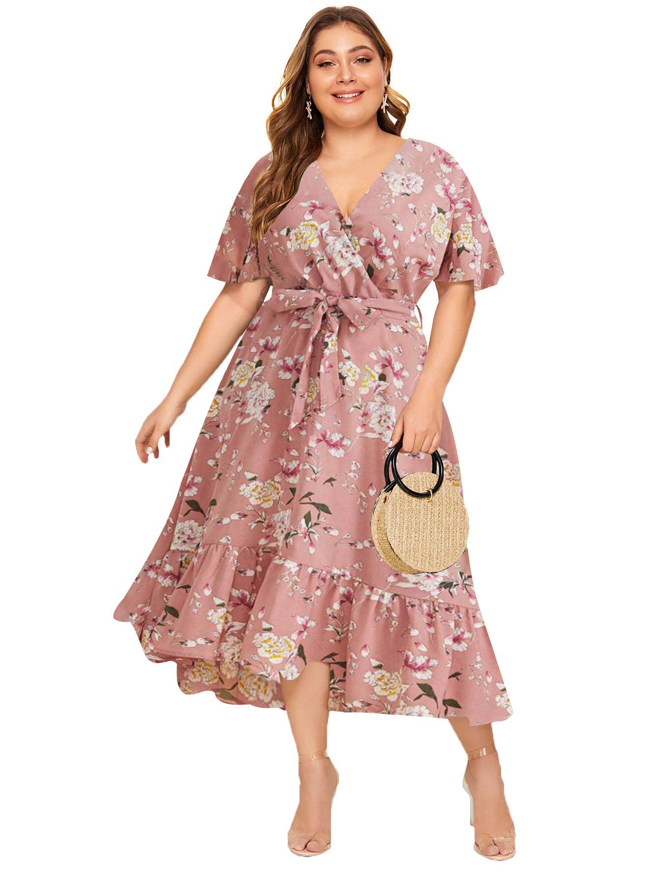 Milumia + Plus Size Short Sleeve Wrap Dress