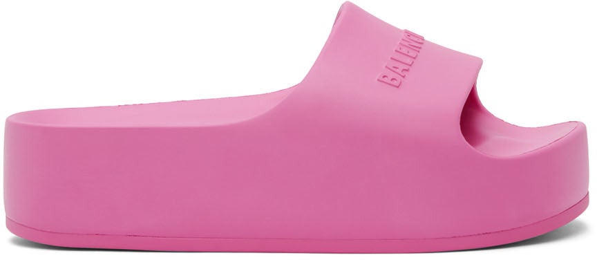 balenciaga pink platform slides