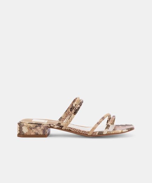 haize sandals in dark sand embossed leather