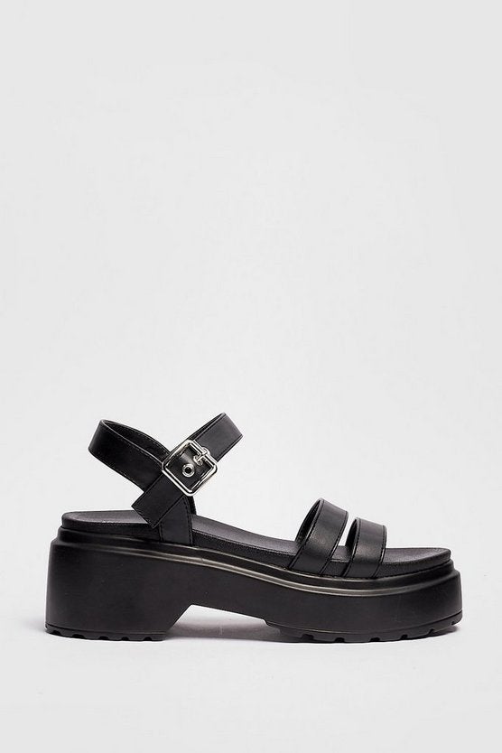 Nasty Gal + Faux Leather Strappy Open Toe Platform Sandals