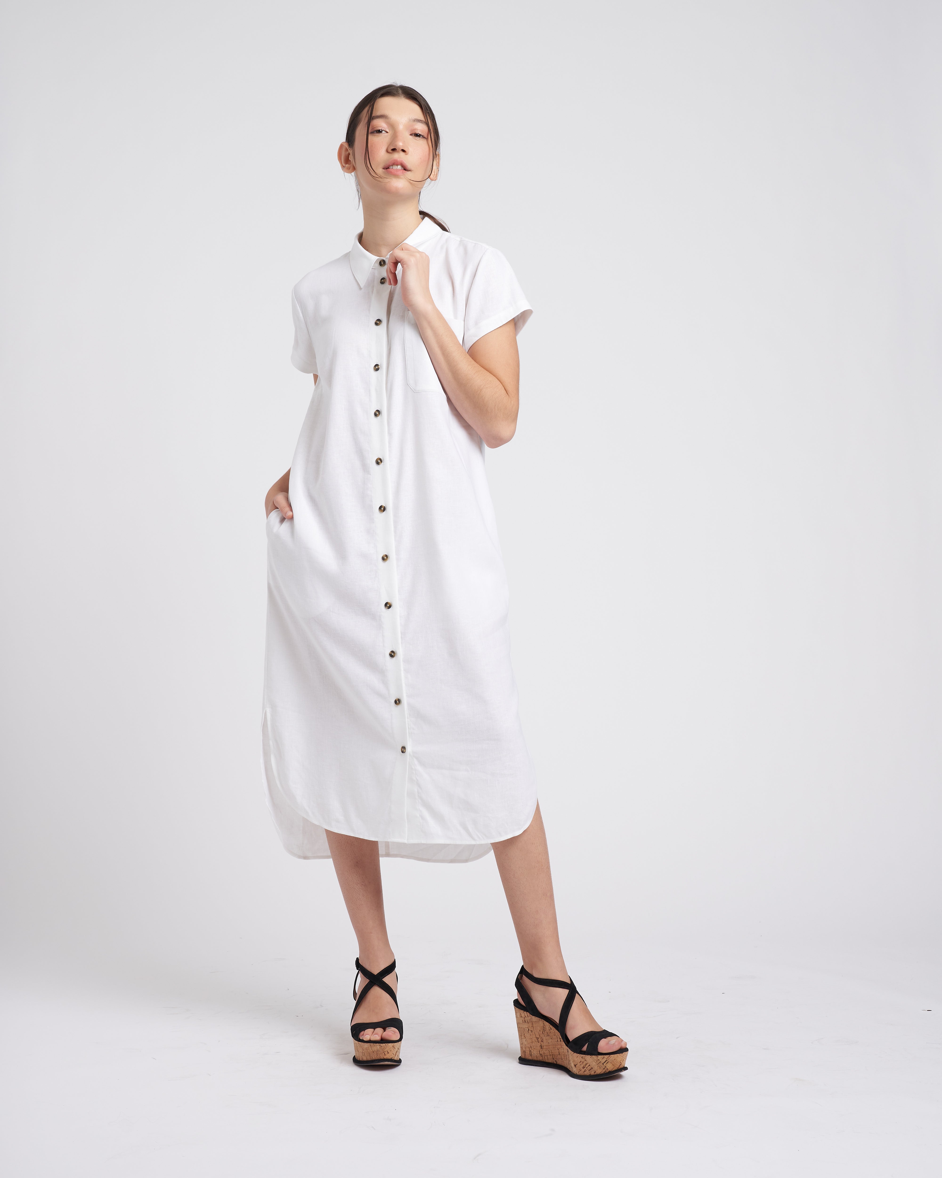 Universal Standard + Dune Linen Shirt Dress