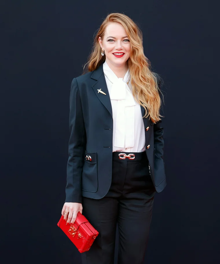 Emma Stone does the tuxedo trend
