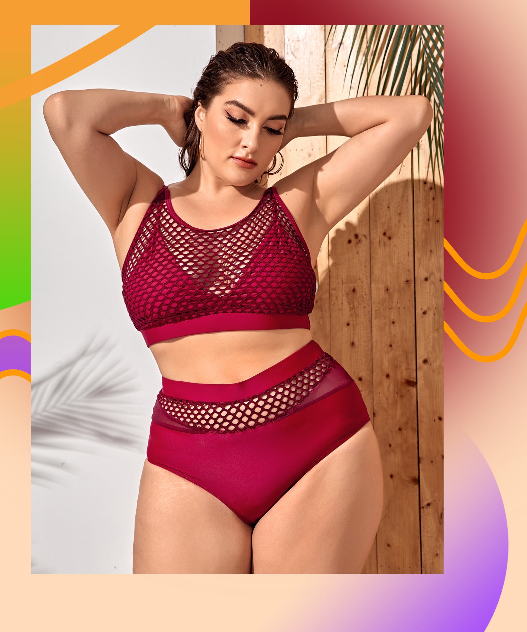 Plus Size Bikini Set for Obese Woman Separate Women's Swimwear High Waist  Big Breasts Swimsuit Large Striped Bathing Suits