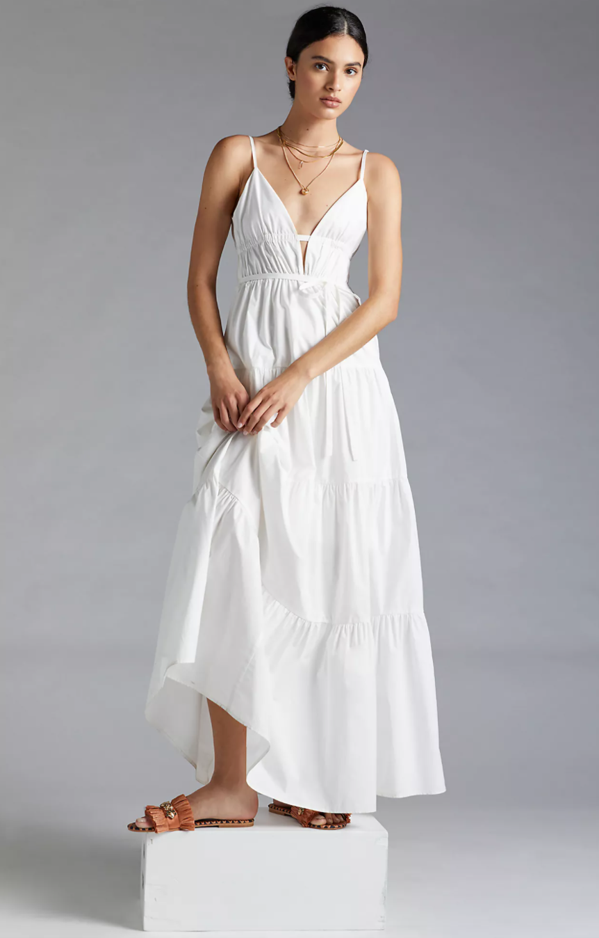 tropic coast strapless popover maxi dress