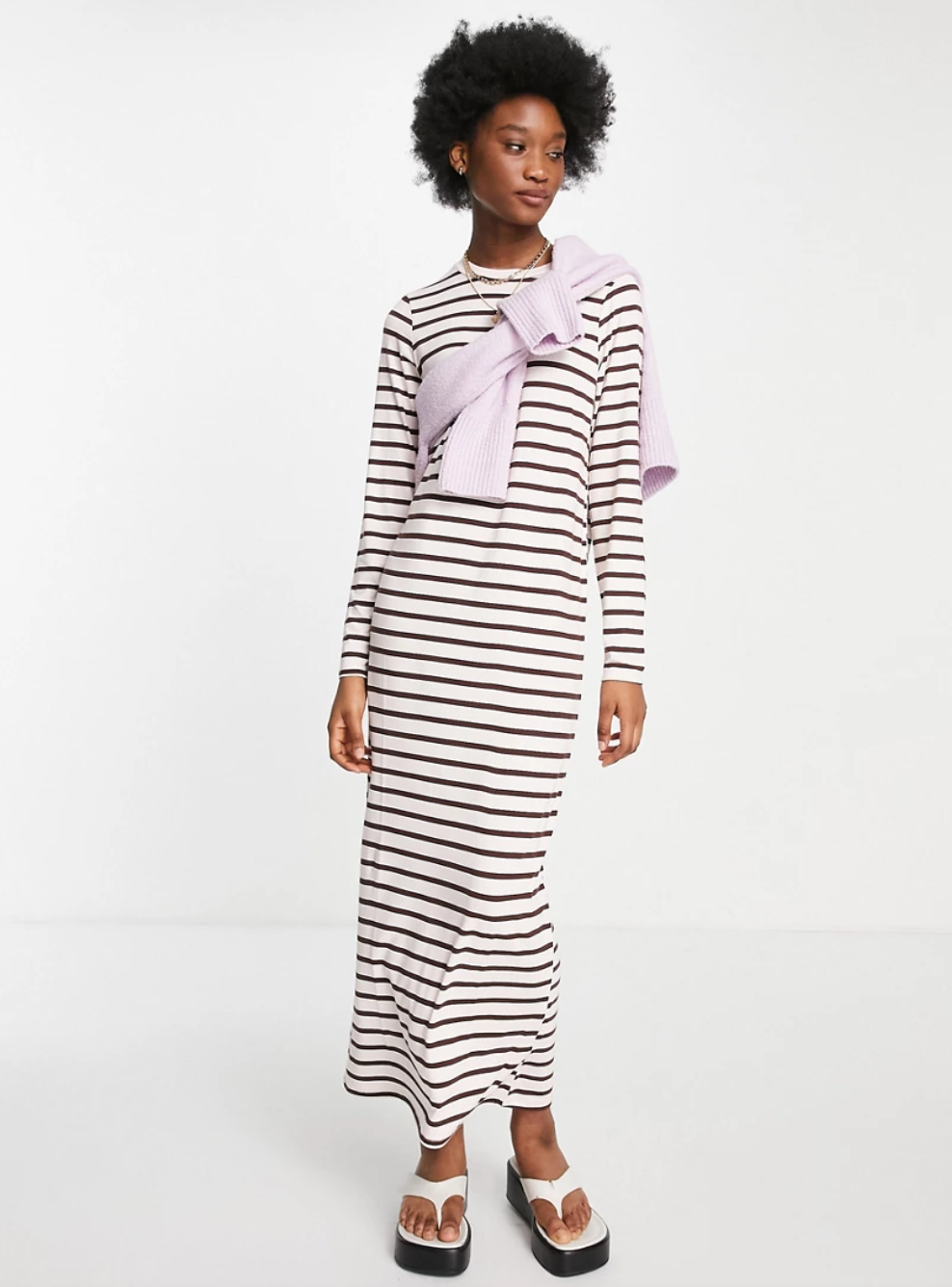 ASOS DESIGN + Long Sleeve Maxi T-shirt Dress