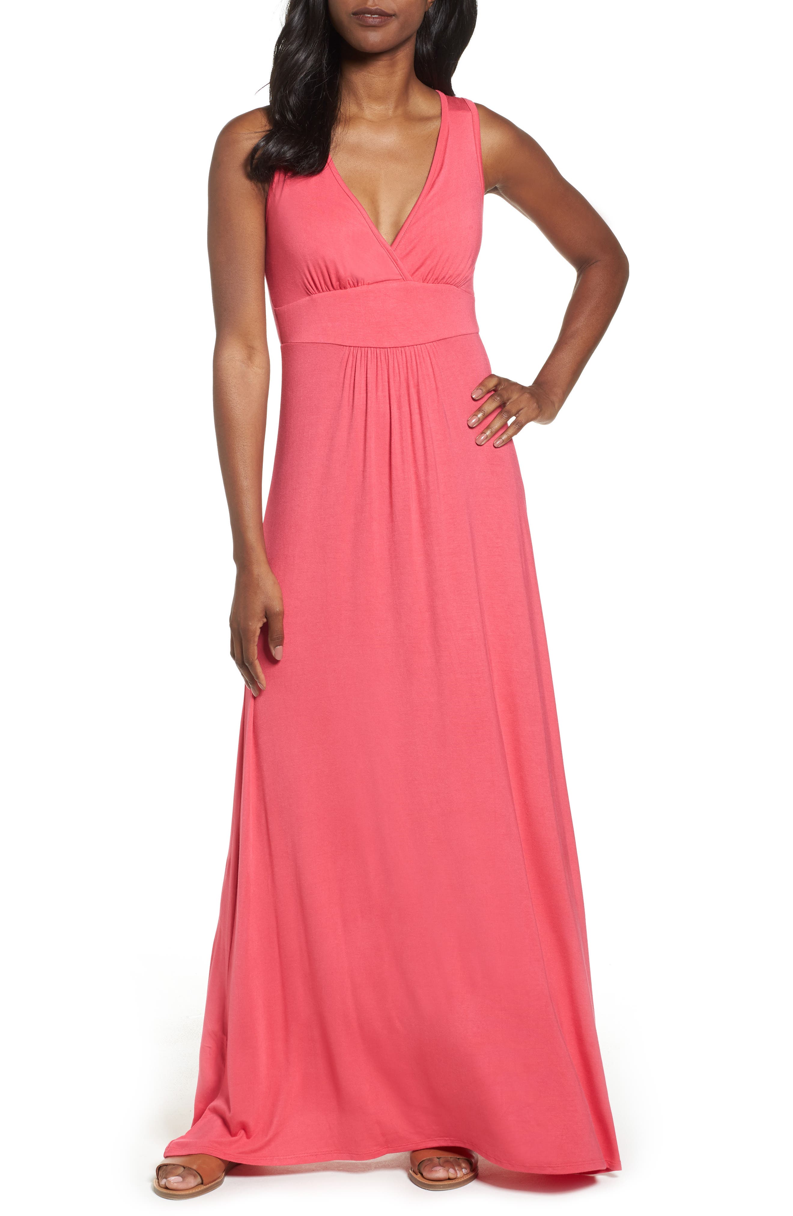 LOVEAPPELLA + VNeck Jersey Maxi Dress