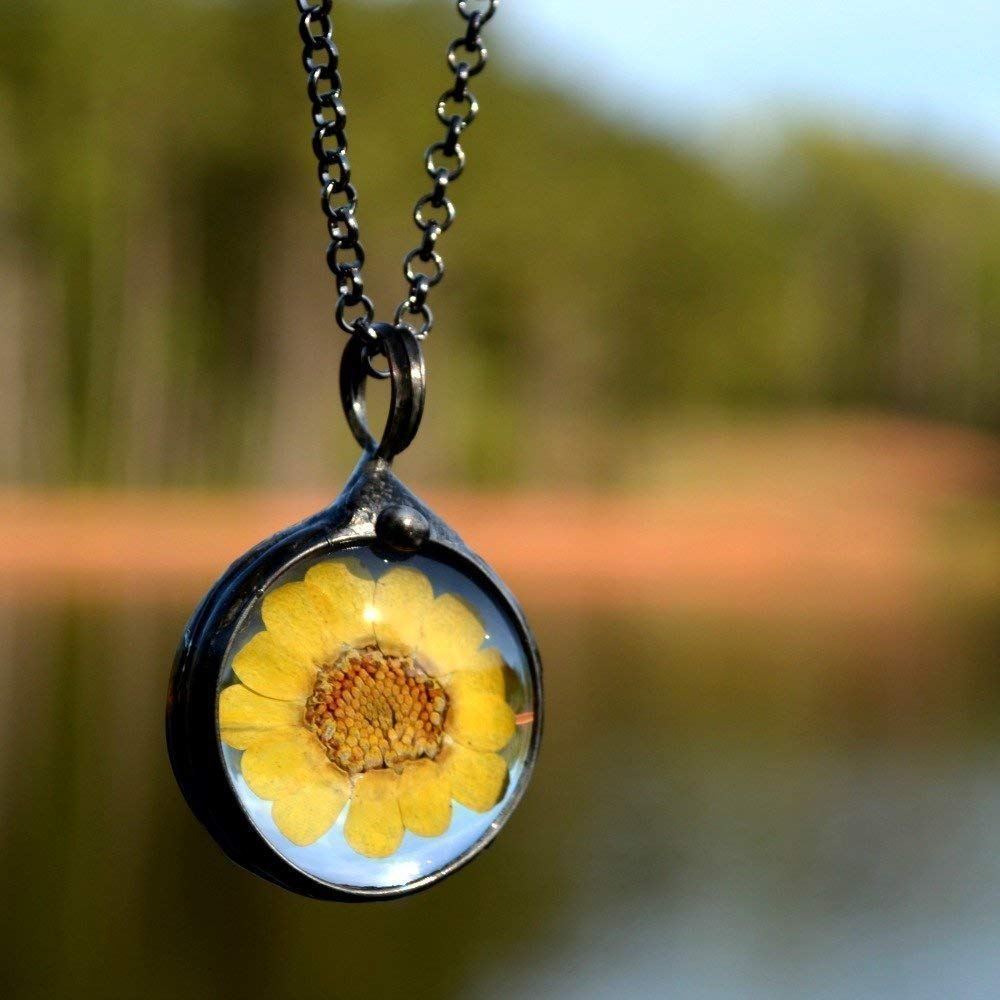 glass sunflower necklace