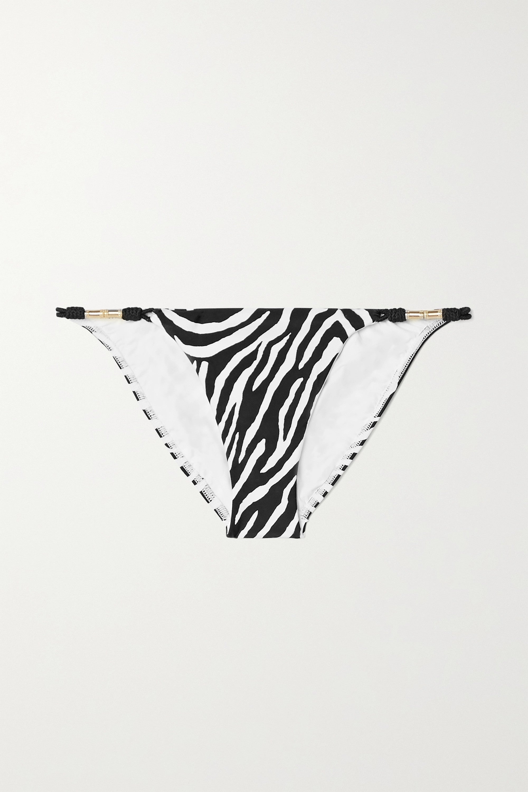 ViX + Fiorella Embellished Zebra-Print Bikini Briefs