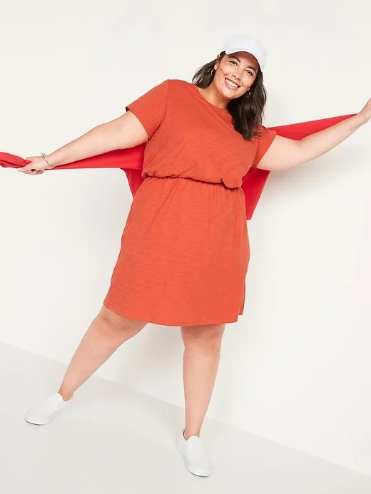 Old Navy Waist Defined Slub Knit Plus Size T Shirt Dress