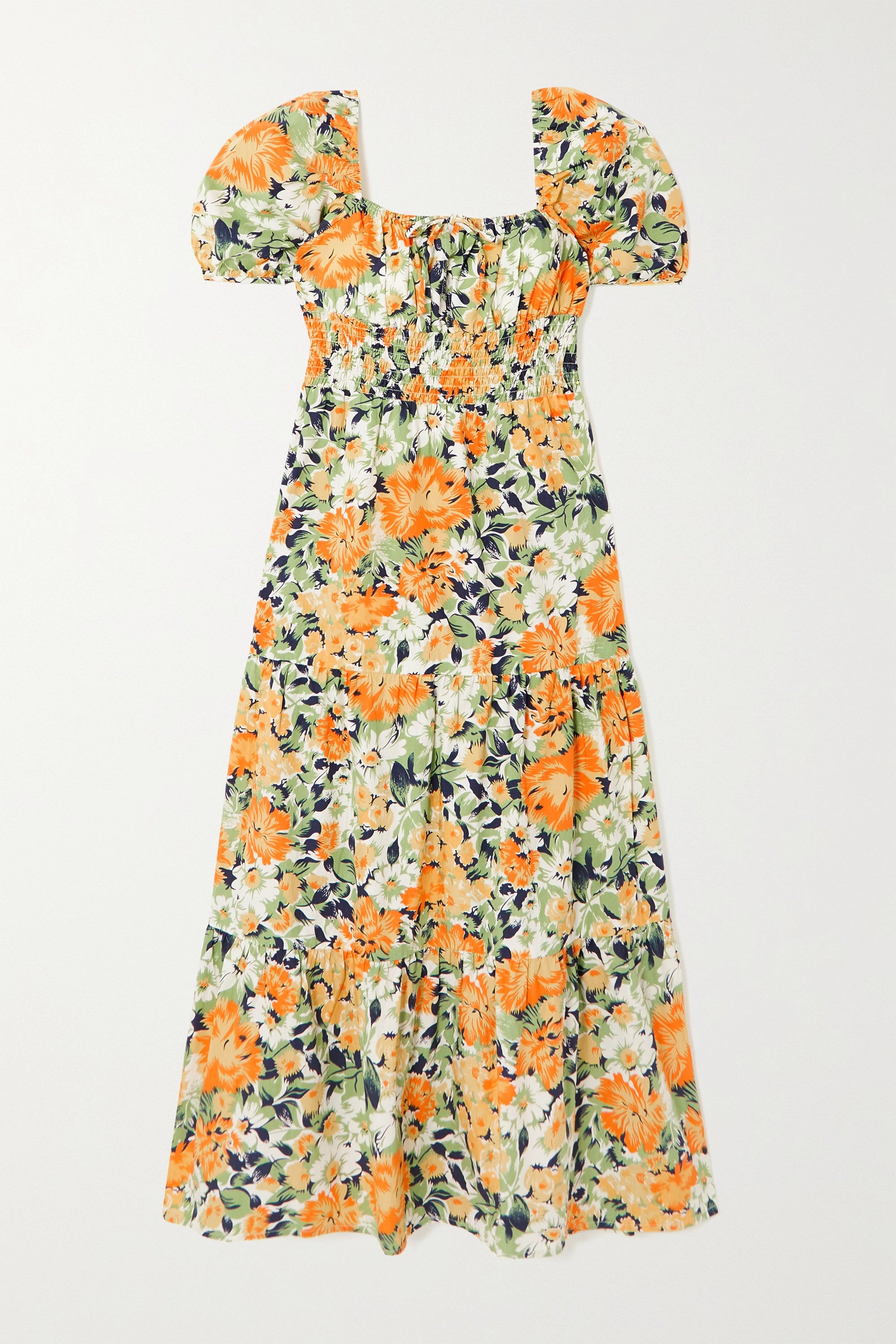 Faithfull the Brand + Rene shirred floral-print cotton-poplin midi dress