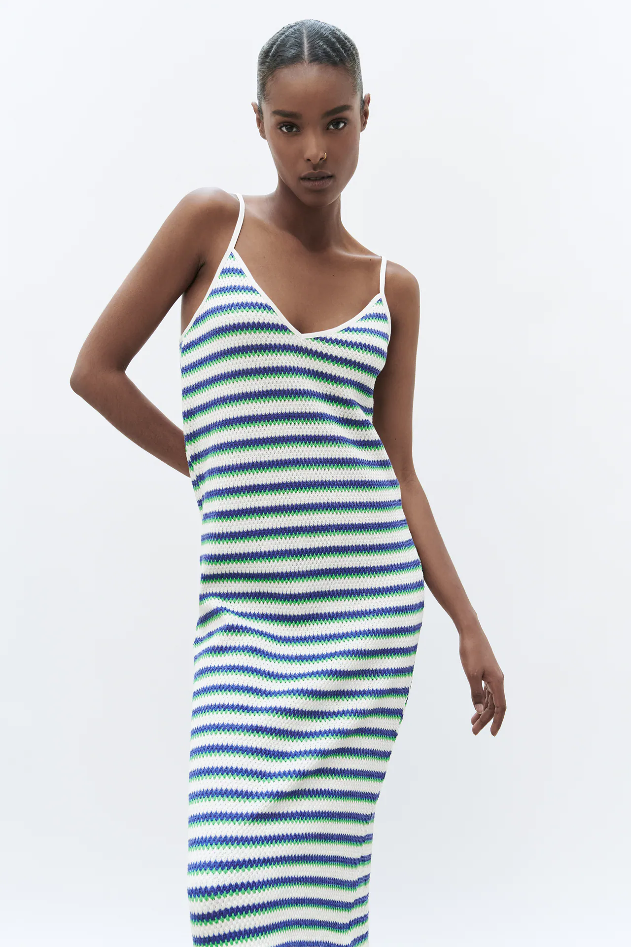 Zara + Striped Jacquard Dress