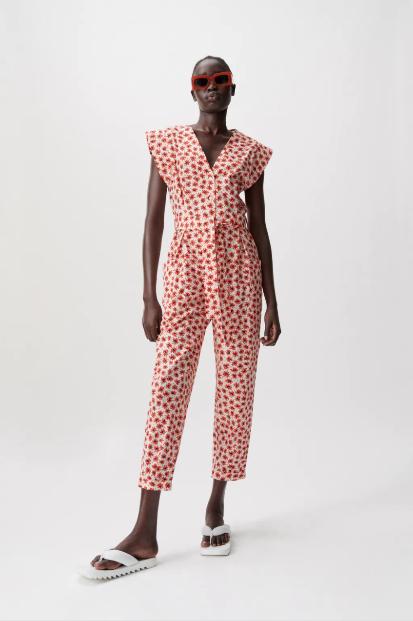 Zara + Printed Belted Jumpsuit