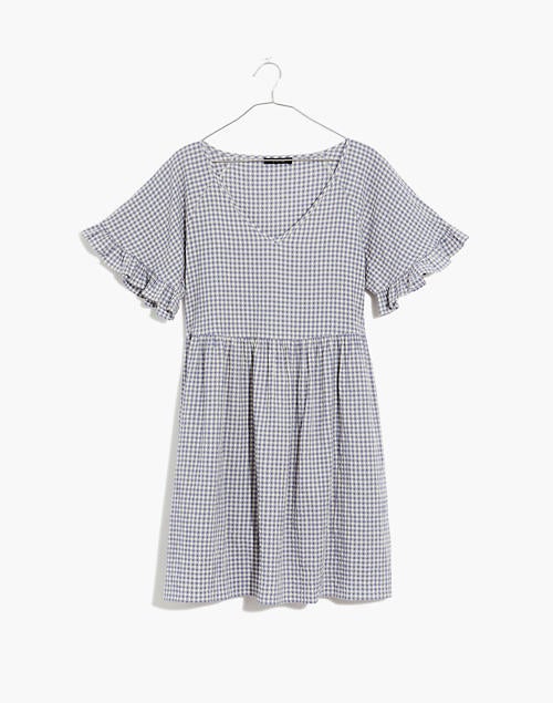 Madewell + Plus RuffleSleeve Babydoll Dress in Seersucker Gingham